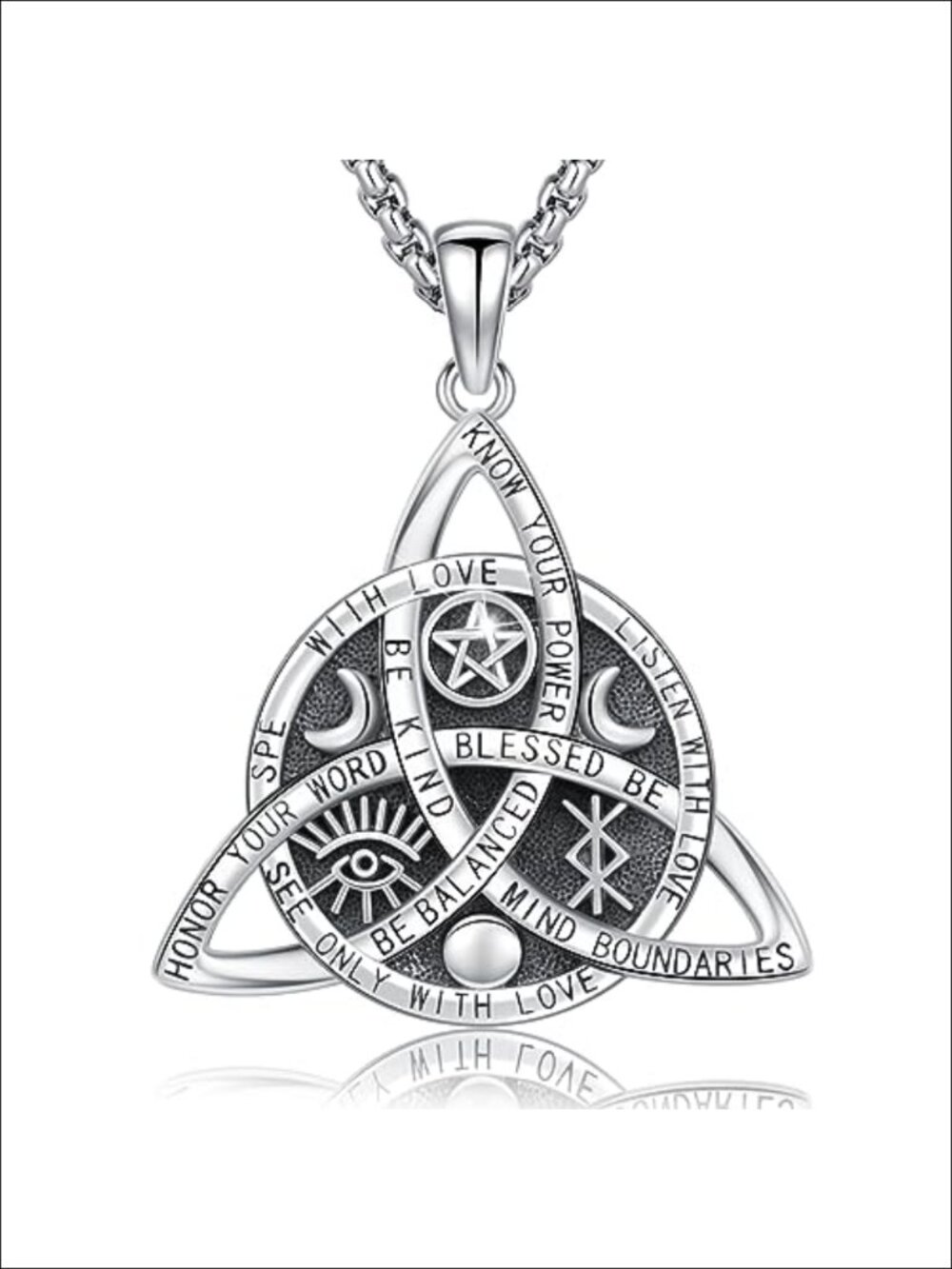 Celtic Knot Pendant Necklace 925 Sterling Silver Wiccan Protection Amulet